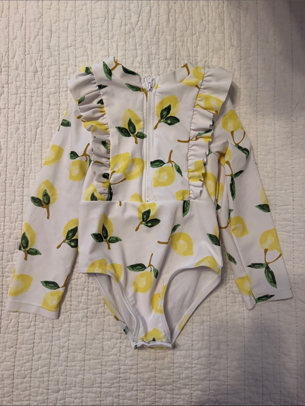 Jessica Simpson Girls White Lemon Print One-Piece Swimsuit